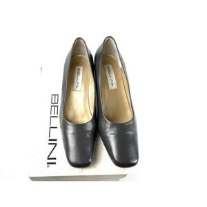 Bellini Womens Leather Slip-On Pump Dress Shoes Square Toe Size 10D Black